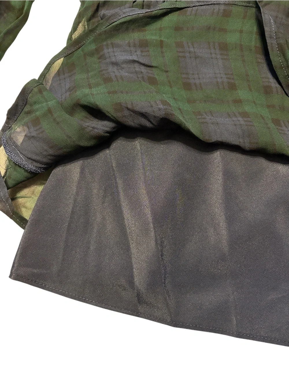 J. Crew Chiffon Shirred Waist Top in Black Watch Tartan 2 Holiday Christmas NWT